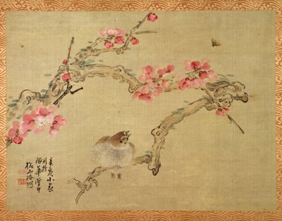 Fioritura degli alberi e uccello da Tsubaki Chinzan